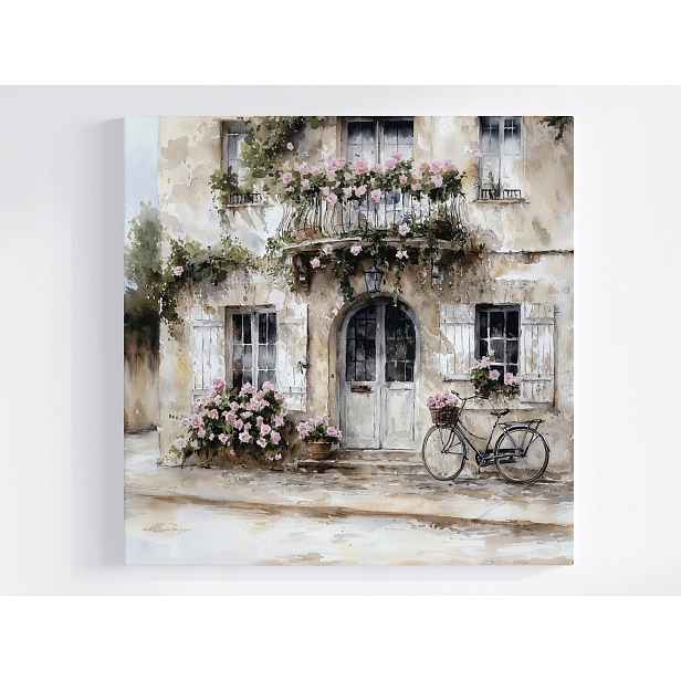 Obraz Na Plátně Canvas Provensálský Dům Kolo Růže Balkon Vintage 50x50