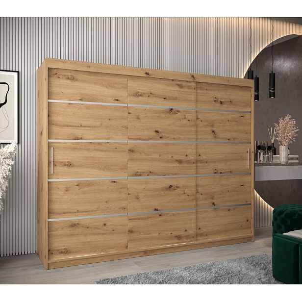 Šatní skříň Abi V1 Barva korpusu: Dub artisan, Rozměry: 250 cm, Dveře: Dub artisan