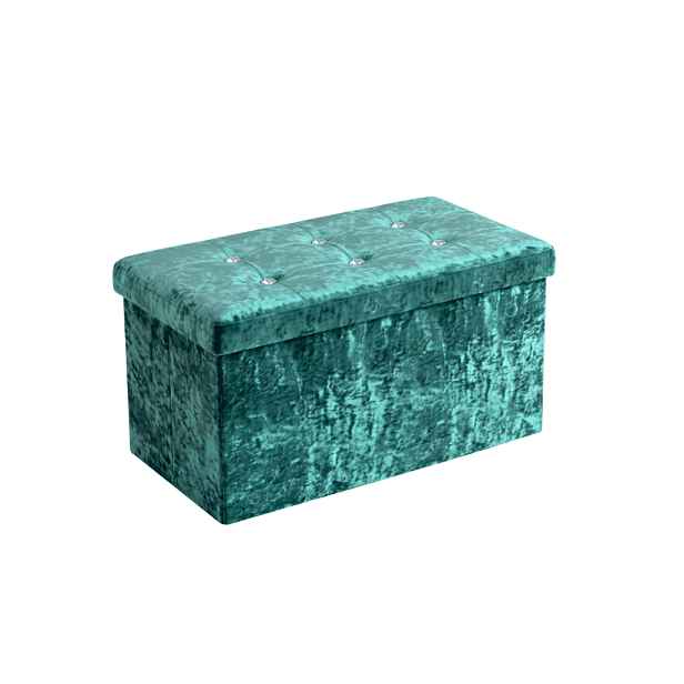 Skládací taburet s úložným prostorem GLAMOUR VELVET 76x38 cm, zelený
