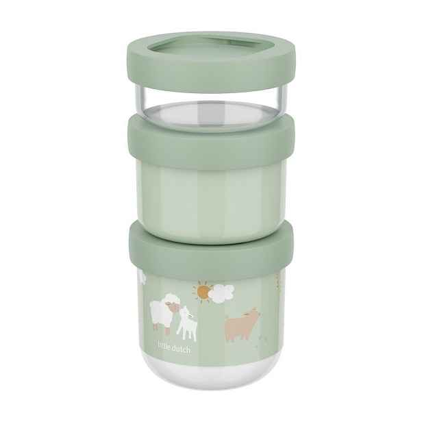 Světle zelené plastové dětské svačinové boxy v sadě 3 ks Little Farm by Little Dutch – Mepal