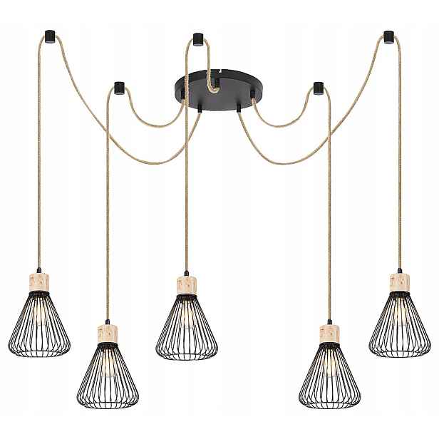 Závěsná lampa pavouk E27 5x40W černá 3150 Farfalle Rabalux
