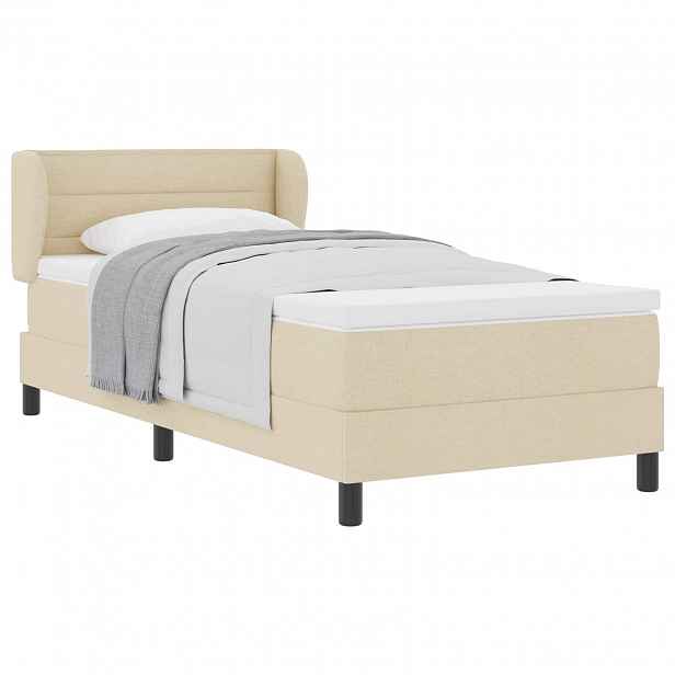 vidaXL Postel s boxspringem s čelo Krémová 80 x 200 cm textil