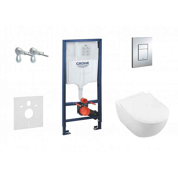 Grohe Rapid SL - Set předstěnové instalace, klozetu a sedátka Subway 2.0, DirectFlush, SoftClose, CeramicPlus a tlačítka Skate Cosmo, chrom 38528SET-K