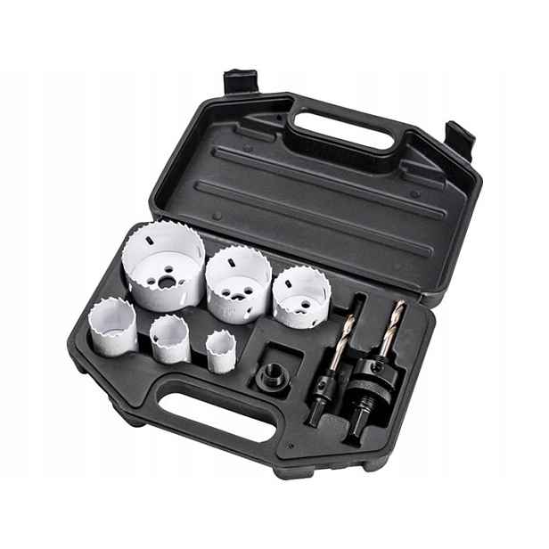 Sada Bimetalových Otvorů 22-64 mm A Adaptérů 3/8 7/16 Hex Korunka 8ks