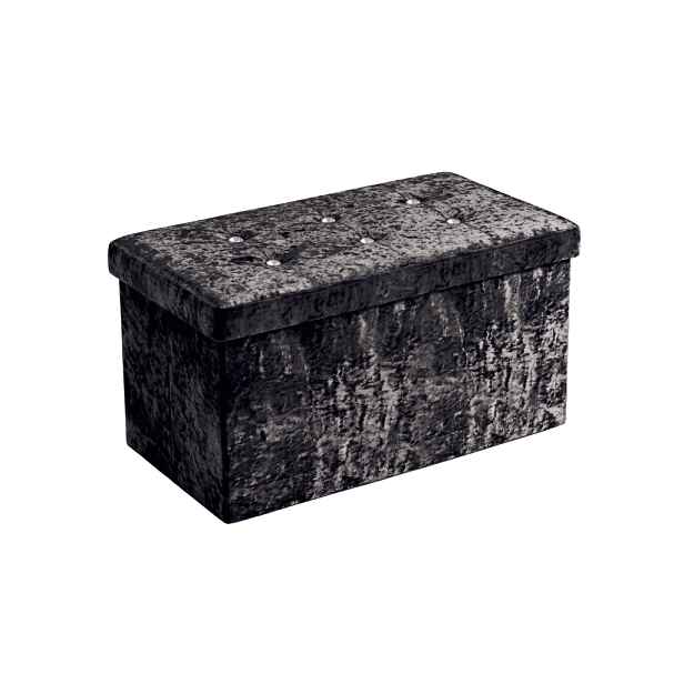 Skládací taburet s úložným prostorem GLAMOUR VELVET 76x38 cm, černý