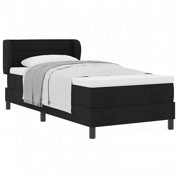 vidaXL Postel s boxspringem s čelo Černá 90 x 190 cm textil