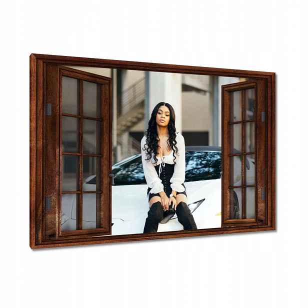 Obrazy 120x80 Holka a bílé auto Fura