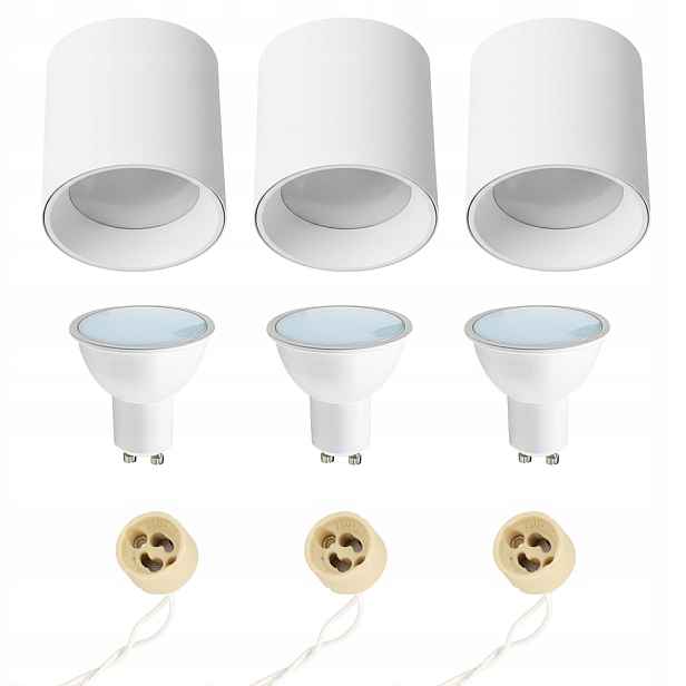 3x Horoz Stropní nástěnné svítidlo Tuba Salsa-xl Bílá GU10 5,5W 6500K