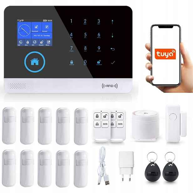 Bezdrátový LCD Alarm 2.4' Gsm WiFi Tuya Smart V 10xPIR