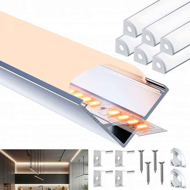 Hliníkový Led profil rohové/úhlové svítidlo s krytem 2m * 15,8mm 5x sada