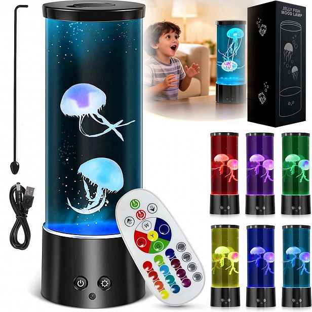 Lampa Lampka Lava Lawa Medúza Noční Stolní Osvětlení Dárek 17 Rgb Usb