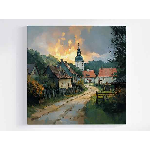 Obraz Na Plátně Plátno Krajina Vesnice Domy Kostel Cesta Podlasí 50x50