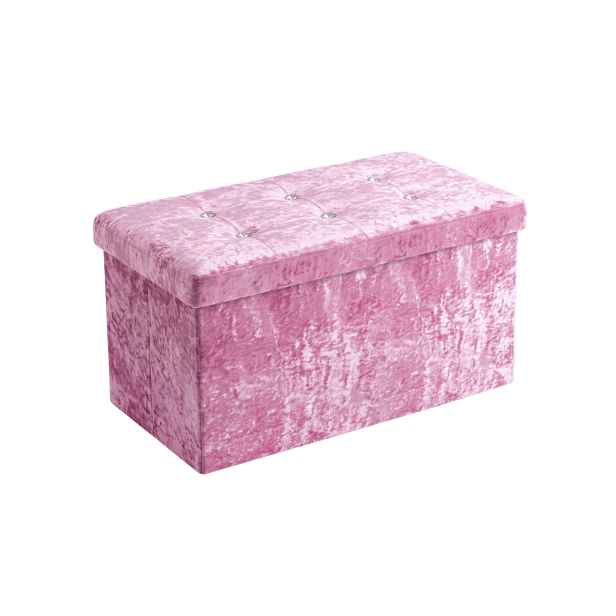 Skládací taburet s úložným prostorem GLAMOUR VELVET 76x38 cm, růžový