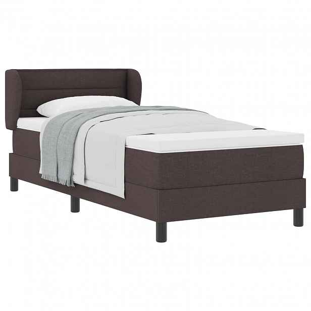 vidaXL Postel s boxspringem s čelo Tmavě hnědá 90 x 190 cm textil