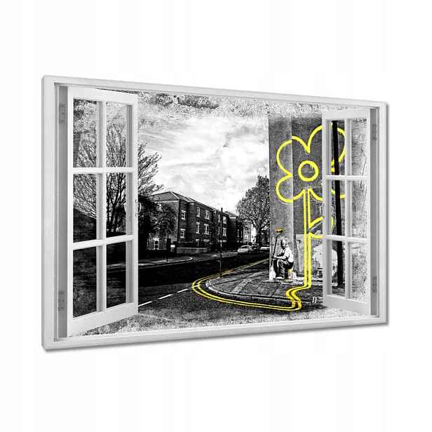 Obrazy 120x80 Banksy žlutý květ