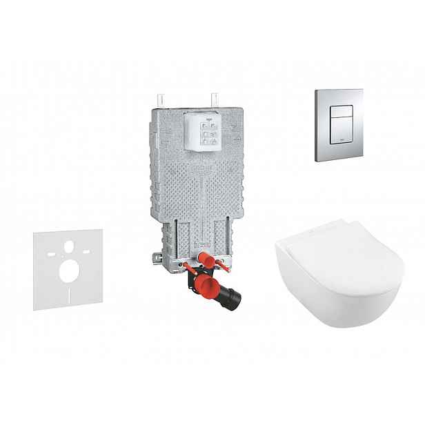 Grohe Uniset - Set předstěnové instalace, klozetu a sedátka Subway 2.0, DirectFlush, SoftClose, CeramicPlus a tlačítka Skate Cosmo, chrom 38643SET-KI