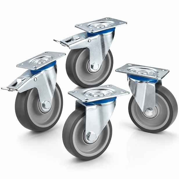 Sada transportních koleček 125 mm 2x s brzdou 2x otočné silné Tpr