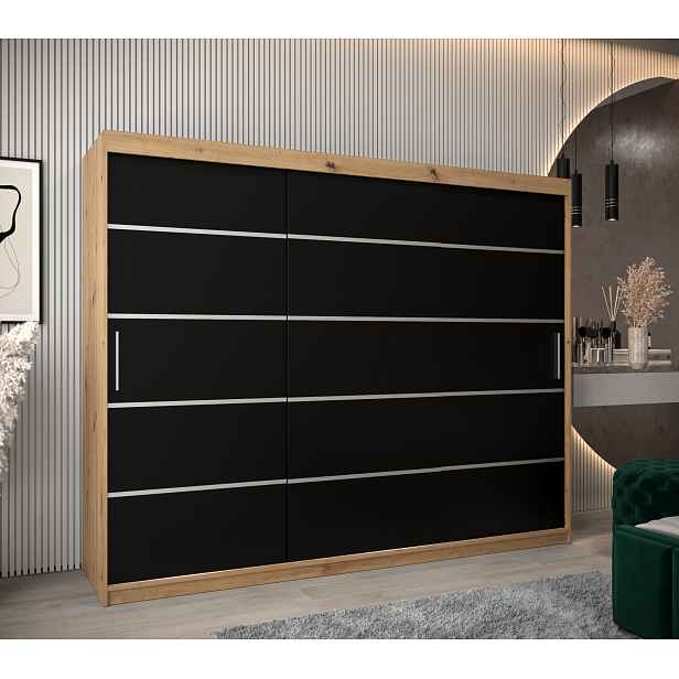 Šatní skříň Abi V1 Barva korpusu: Dub artisan, Rozměry: 250 cm, Dveře: Černá