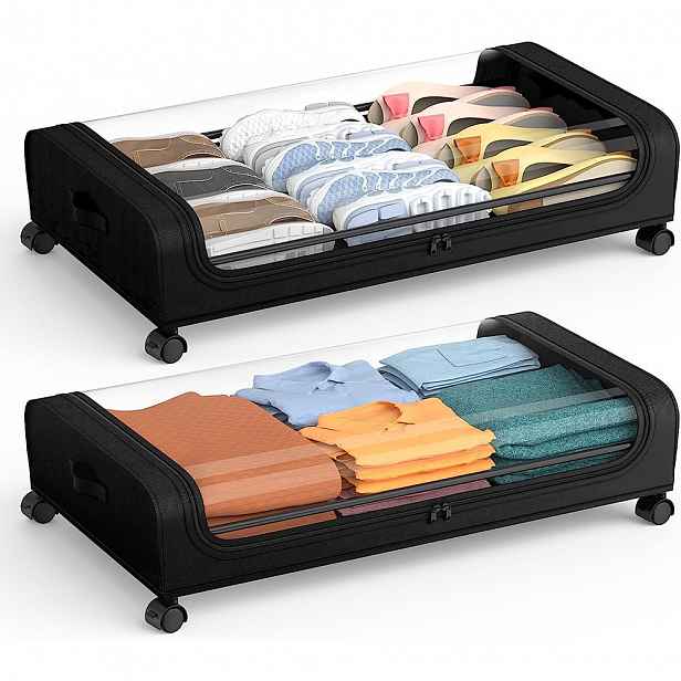 Organizér Pod Postel 78,5X44 CM Pro Uložení Ložního Prádla Se Zámkem, 2 Ks