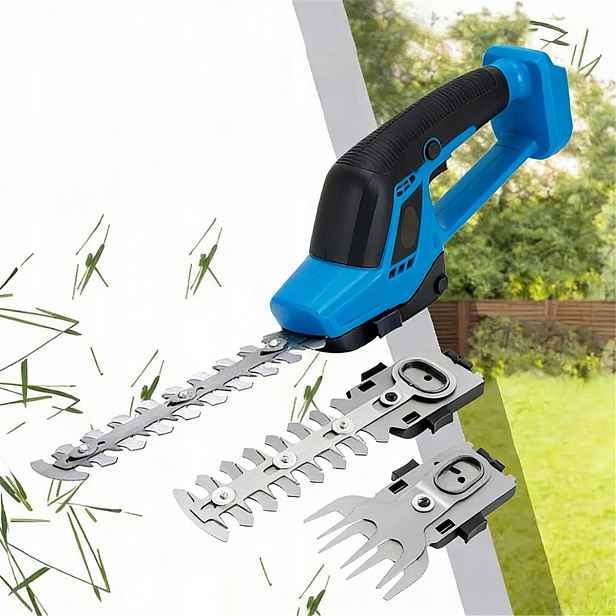 Akumulátorové nůžky 2600 mAh na trávy s ergonomickou rukojetí, modré