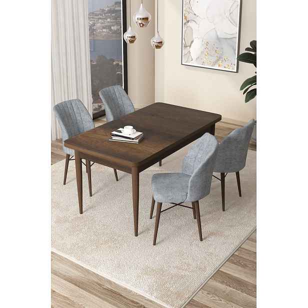 Dining Table & Chairs Set (5 Pieces) Arp - Baroque, Grey