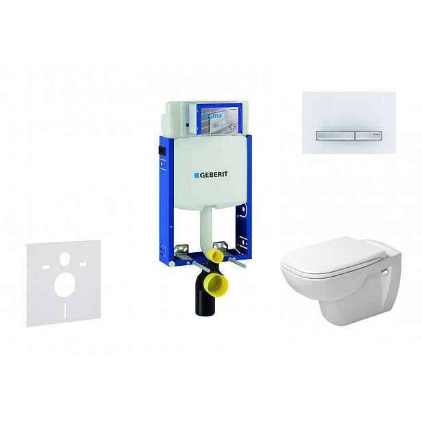 Geberit Kombifix - Modul pro závěsné WC s tlačítkem Sigma50, alpská bílá + Duravit D-Code - WC a sedátko, Rimless, SoftClose 110.302.00.5 NH8