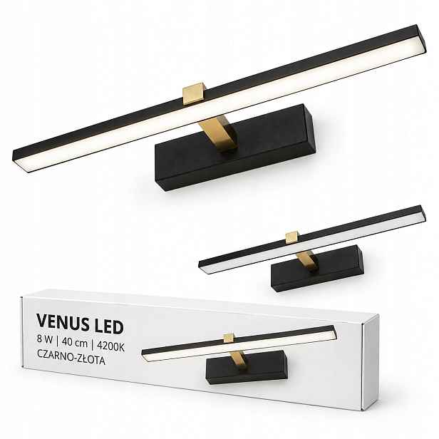 Koupelnové osvětlení Venus 8W 40 cm černo-zlaté Led 4200K IP44 580lm