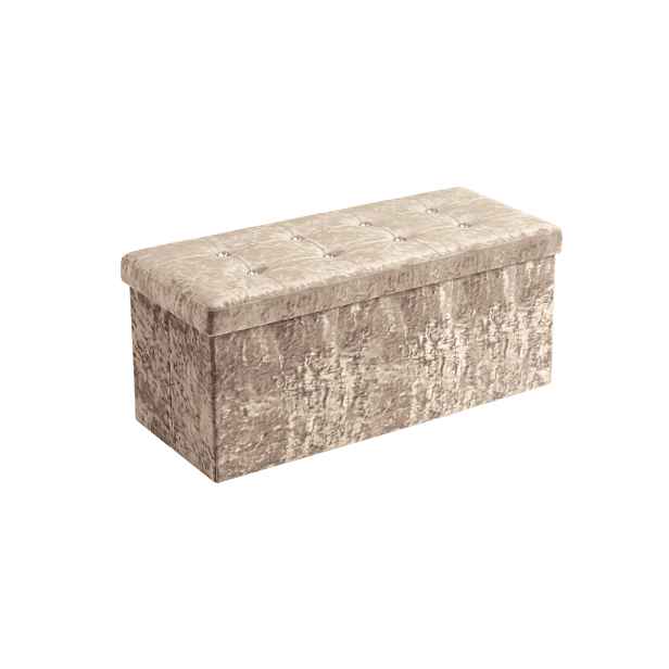 Skládací taburet s úložným prostorem GLAMOUR VELVET 110x38 cm, béžový