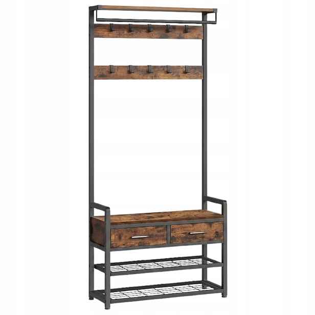 Stojanový věšák do předsíně s sedákem 30x80,4x181,6 cm na boty Loft