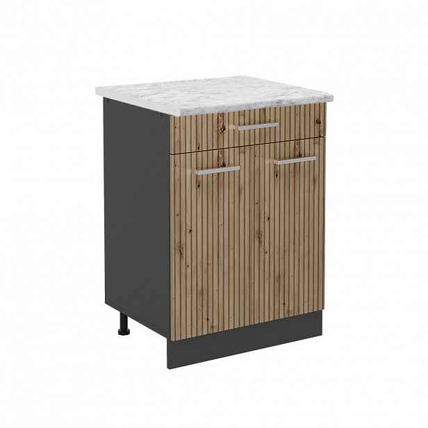 Vicco SPODNÍ SKŘÍŇKA KUCHYŇSKÉ LINKY R-Line Řemeslný dub 60 cm , PD Mramor
