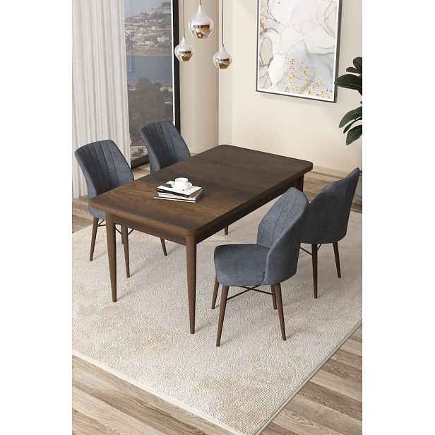 Dining Table & Chairs Set (5 Pieces) Arp - Baroque, Fume