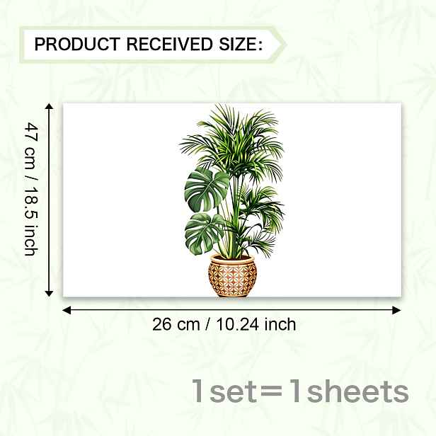 TEMU Samolepky na okna s tropickým zeleným, květináčové rostliny, Monstera a samolepky na sklo s palmovými , vhodné do obývacího pokoje, ložnice,