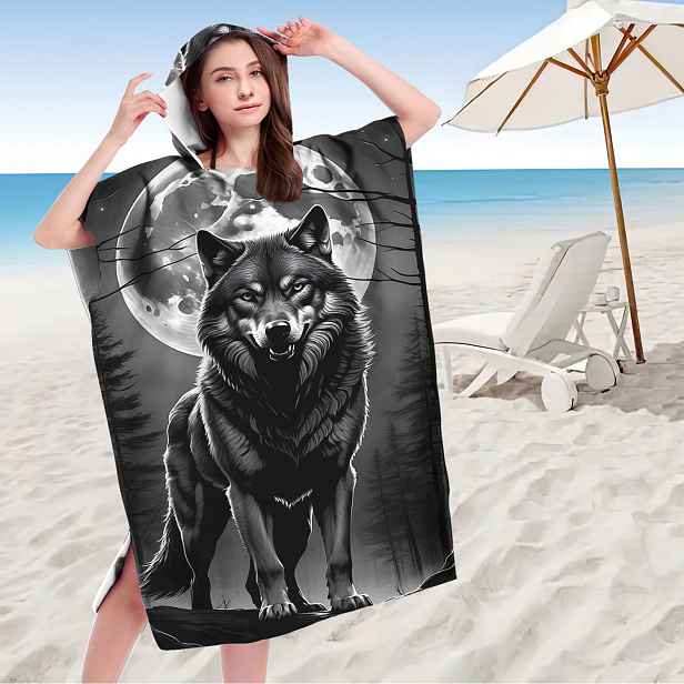 TEMU Super měkká plážová zástěra z mikrovlákna – Rychleschnoucí unisex pončo ručník pro plavání a outdoorové aktivity, lehký a vysoce savý, s