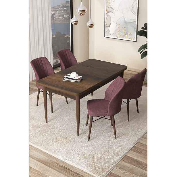 Dining Table & Chairs Set (5 Pieces) Arp - Baroque, Dusty Rose