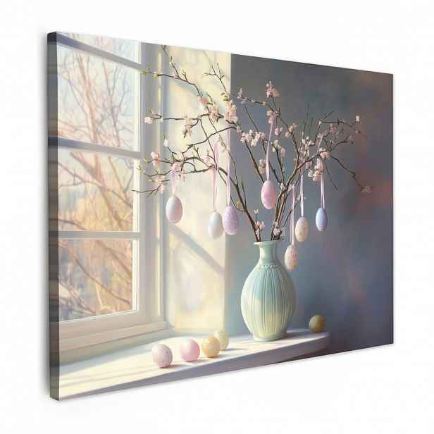 MuchoWow OBRAZ NA PLÁTNĚ Zátiší - Váza - Velikonoční ratolest 40x30 cm