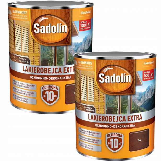 Sada Sadolin Extra 2x0,75L Ochranný Lak Na Dřevo Tek 1,5L