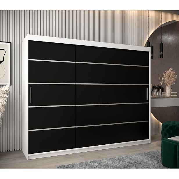 Šatní skříň Abi V1 Barva korpusu: Bílá, Rozměry: 250 cm, Dveře: Černá