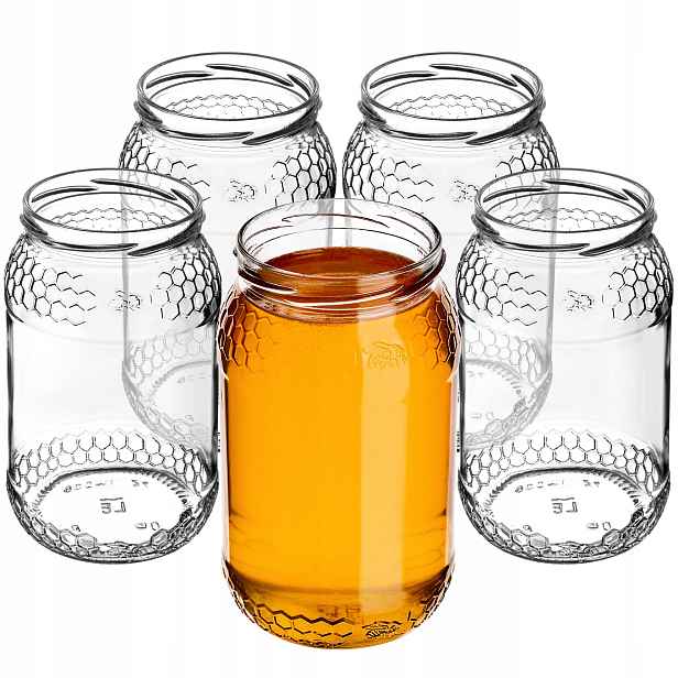 Skleněná Zavařovací Sklenice 900 ml Sklenice Na Med Zavařeniny Džem Sklenice 0,9L 48 ks Fi 82