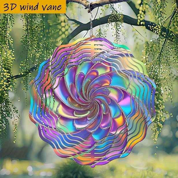 TEMU 3D 1ks "Barevný vířivý připomínající živé květy." 25,5 cm/10 palců * 25,5 cm/10 palců s otočným háčkem, 360° kreativní větrná otočka.