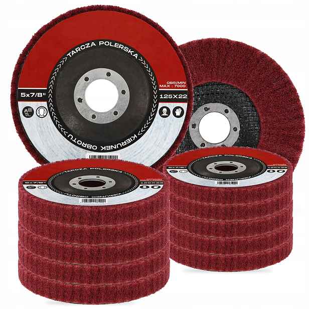 10 x Leštící Kotouč 125 Disk Brusný Kotouč Nylonová Netkaná Textilie Metal Qf-t