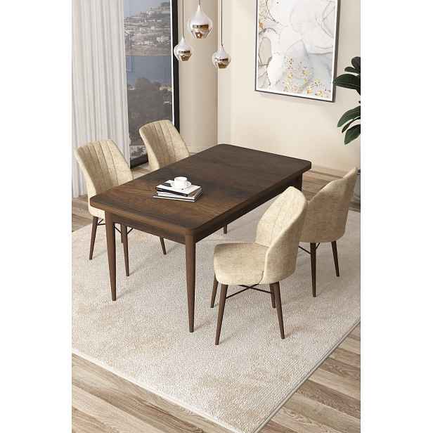 Dining Table & Chairs Set (5 Pieces) Arp - Baroque, Cream