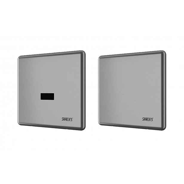 Sanela - Automatický skupinový splachovač pisoárů, s elektronikou ALS, 24 V DC, Bluetooth, matný nerez SLP 05KX
