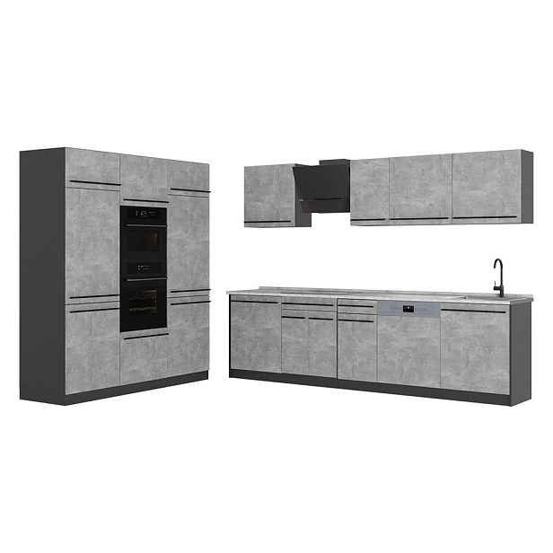 Vicco KUCHYŇSKÝ KOUT R-Line, Beton/Antracit, 180 cm pracovná doska Mramor