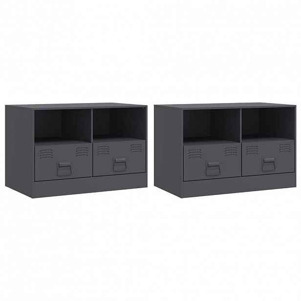 vidaXL TV skříňky 2 ks antracitové 67 x 39 x 44 cm ocel