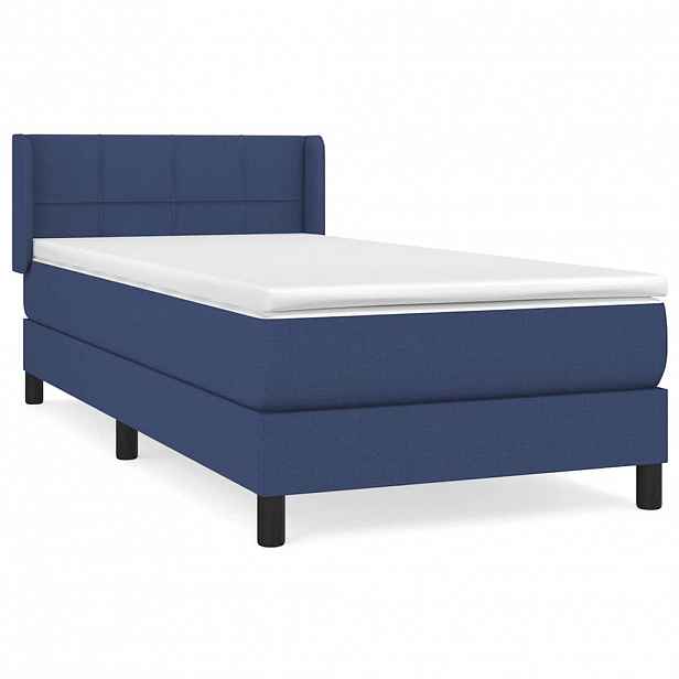 vidaXL Box spring postel s matrací modrá 90x190 cm textil