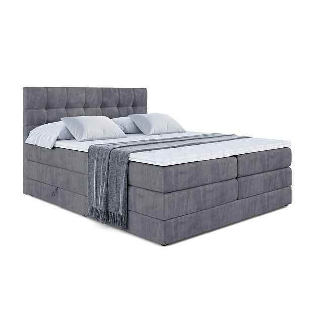 ALTDECOR BOXSPRINGOVÁ POSTEL s matrací H3/H4 - BERO KING - 160x200 cm Tmavě šedá