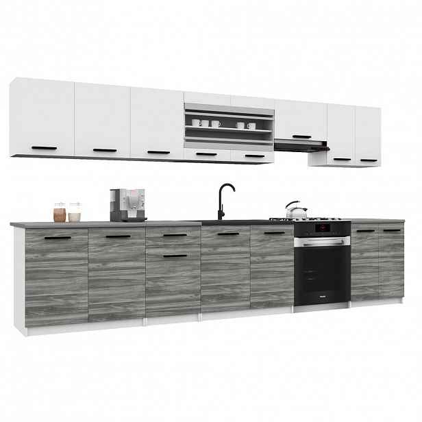 B BELINI GROUP KUCHYŇSKÁ LINKA Italia 3 320 cm, s pracovními deskami, Bílo-šedá Glamour matná