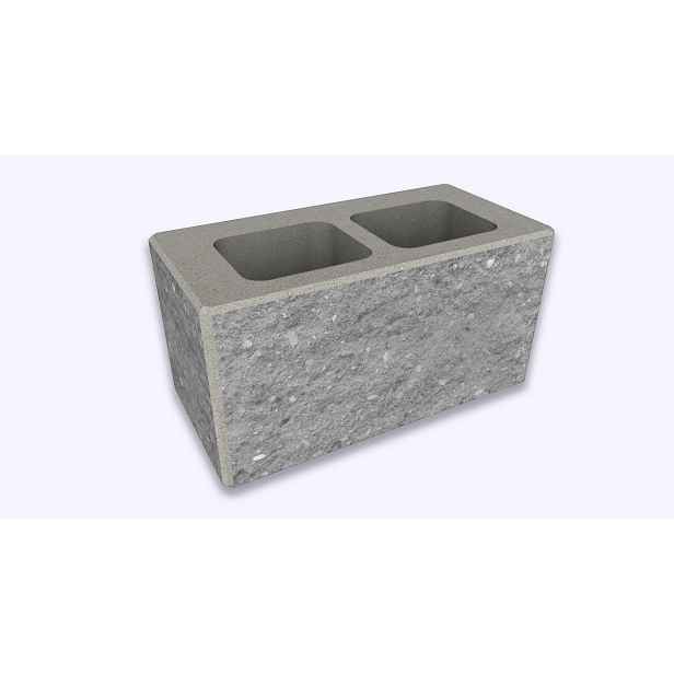 Tvárnice plotová štípaná CS Blok 20 sloupková šedá 200×400×200 mm
