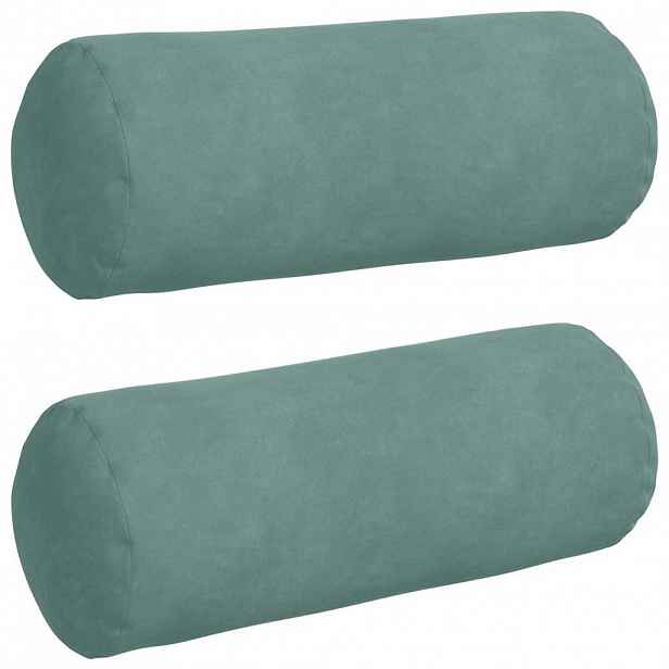 vidaXL Polštáře 2 pcs Mořská zelená Ø 15 x 40 cm Žebrovaná látka