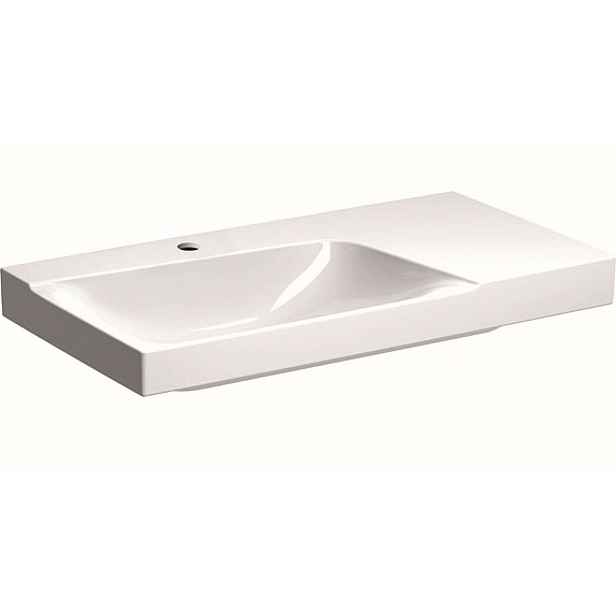 Geberit Xeno 2 - Umyvadlo 90x48 cm, otvor pro baterii, bez přepadu, s odkládací plochou vpravo, s KeraTect, bílá 500.533.01.1